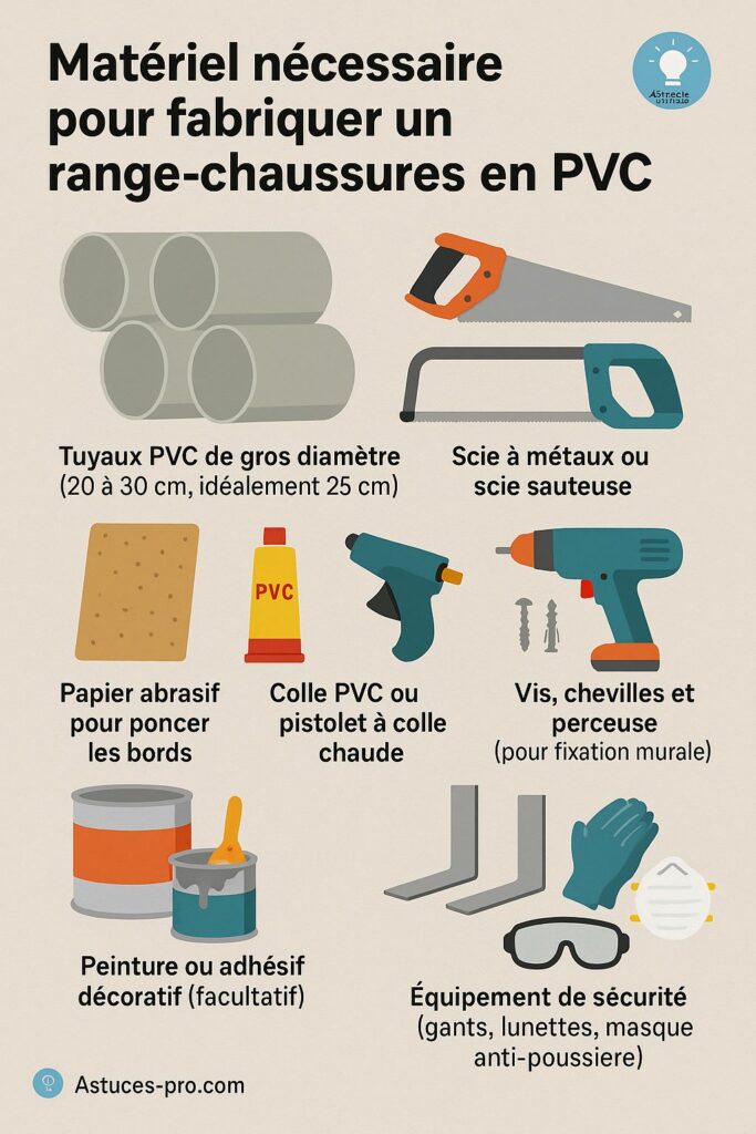 Matériel nécessaire pour fabriquer un range-chaussures en PVC