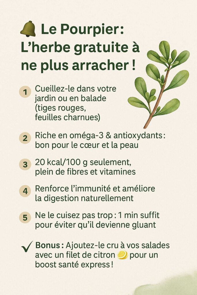 Pourpier sauvage prêt à être cueilli dans un jardin bio.